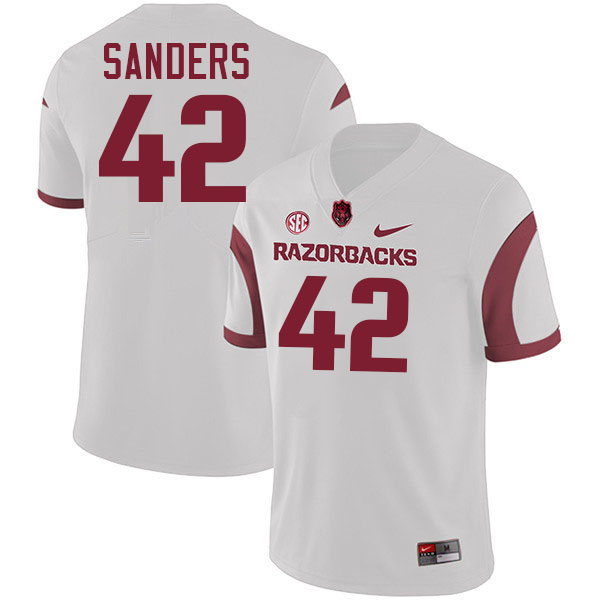 Drew Sanders Arkansas Jersey,Arkansas Razorbacks #42 Drew Sanders Jersey Youth College-Retro White